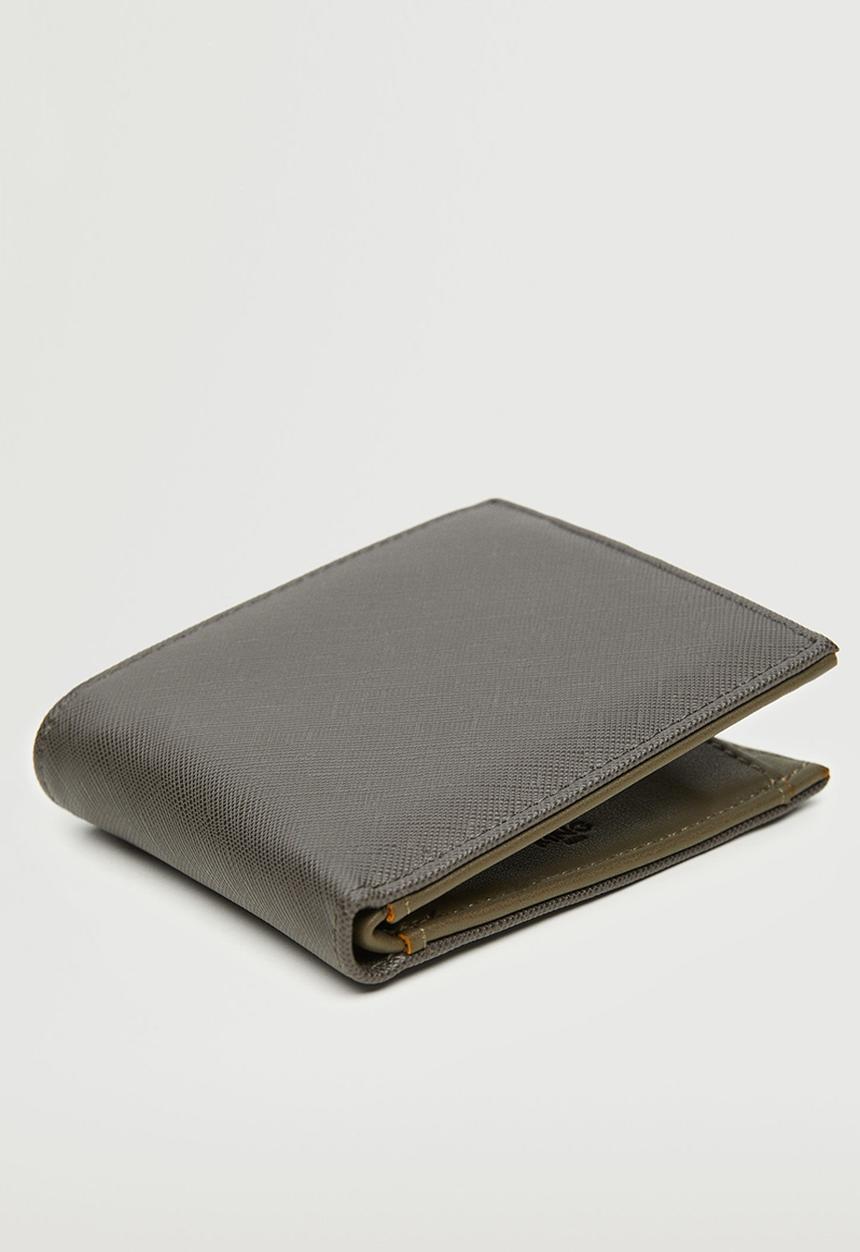 MANGO - Anti-contactless safiano wallet - khaki