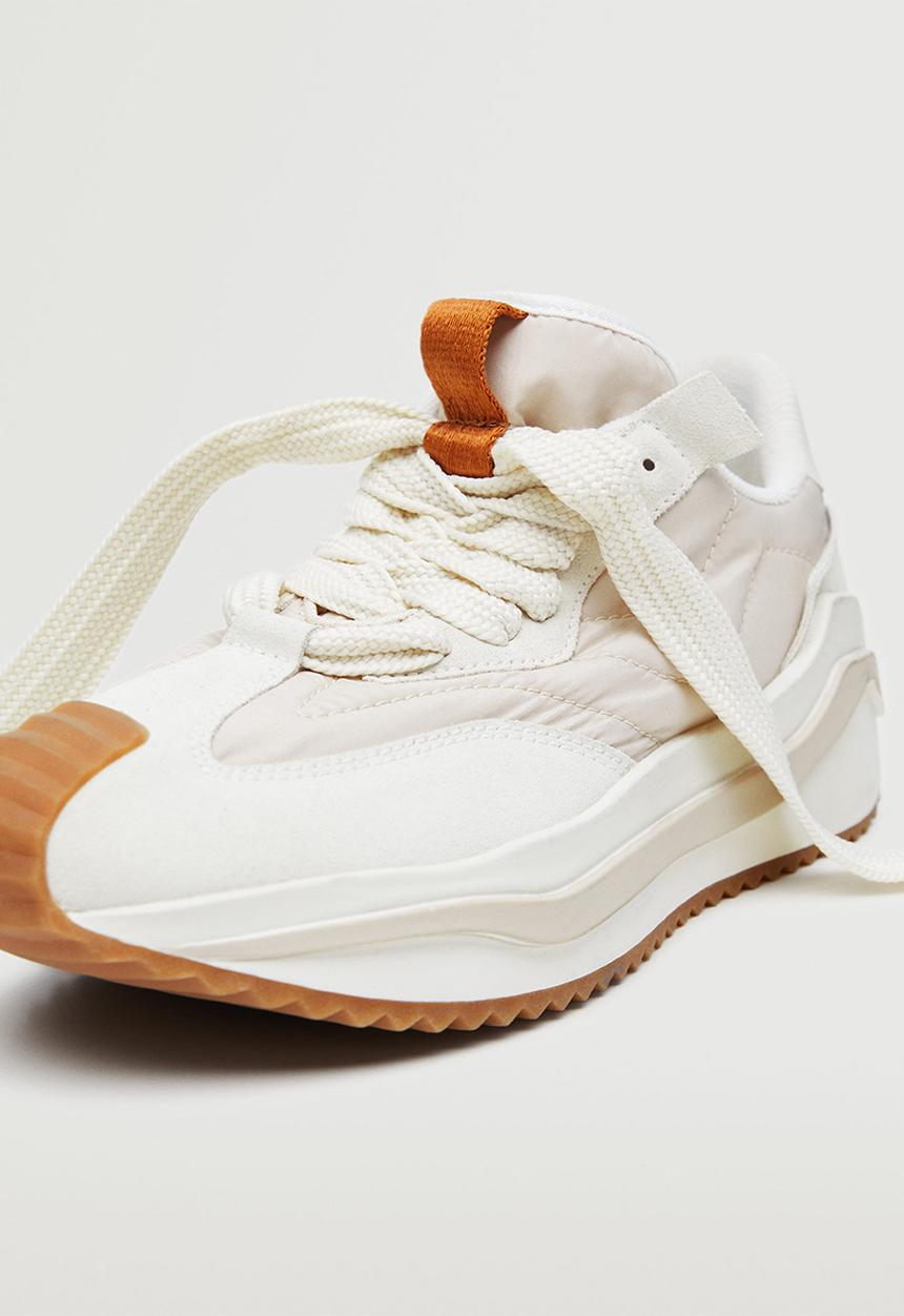 MANGO - Decon leather sneaker - light beige