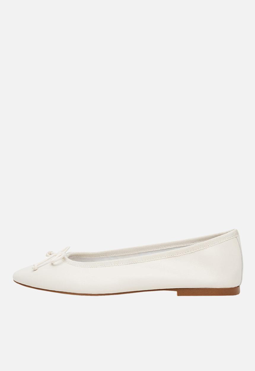 MANGO - Baila bow leather ballerina - white