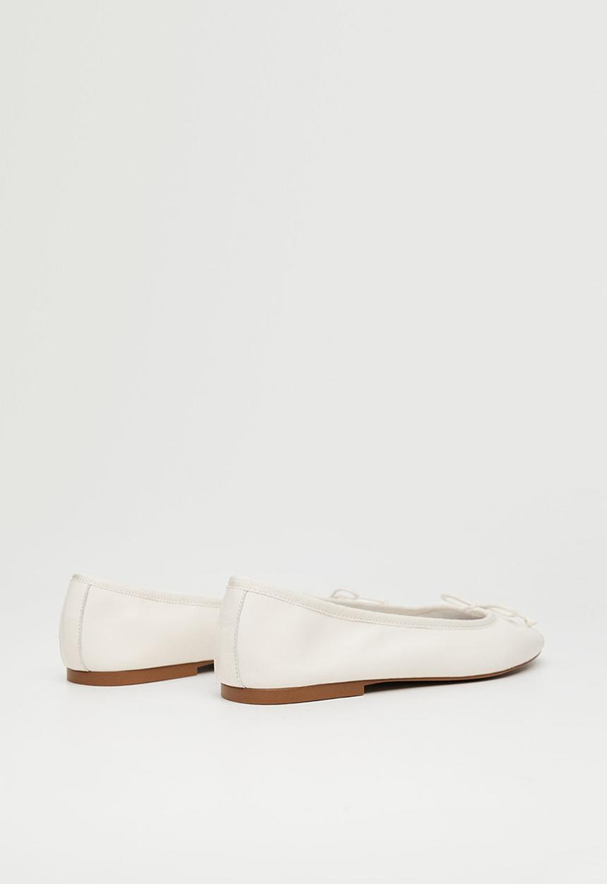 MANGO - Baila bow leather ballerina - white