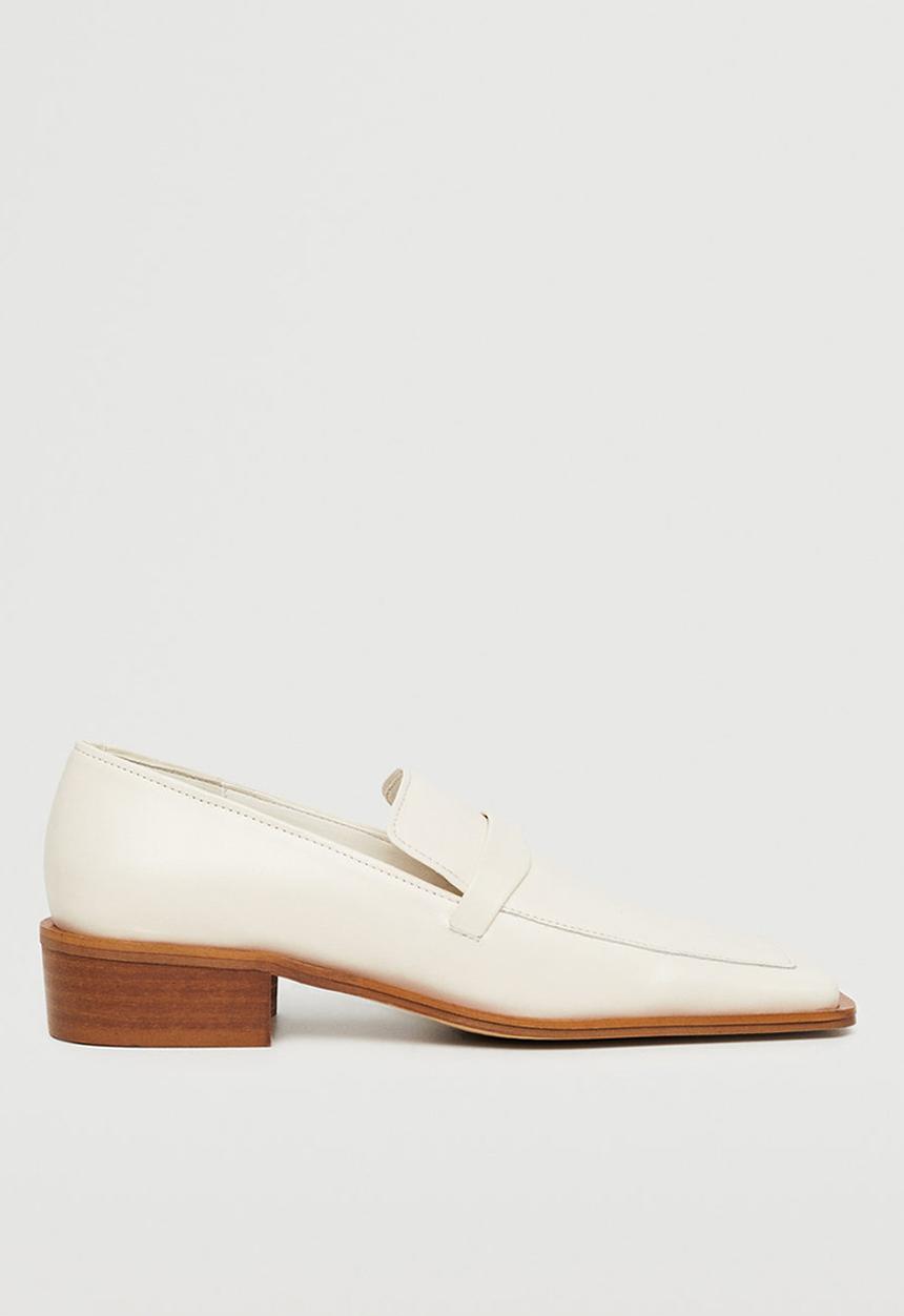 MANGO - Parra leather squared toe loafer - light/pastel yellow