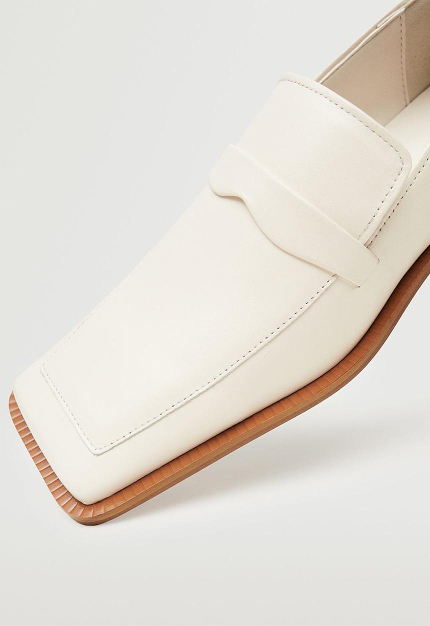 MANGO - Parra leather squared toe loafer - light/pastel yellow