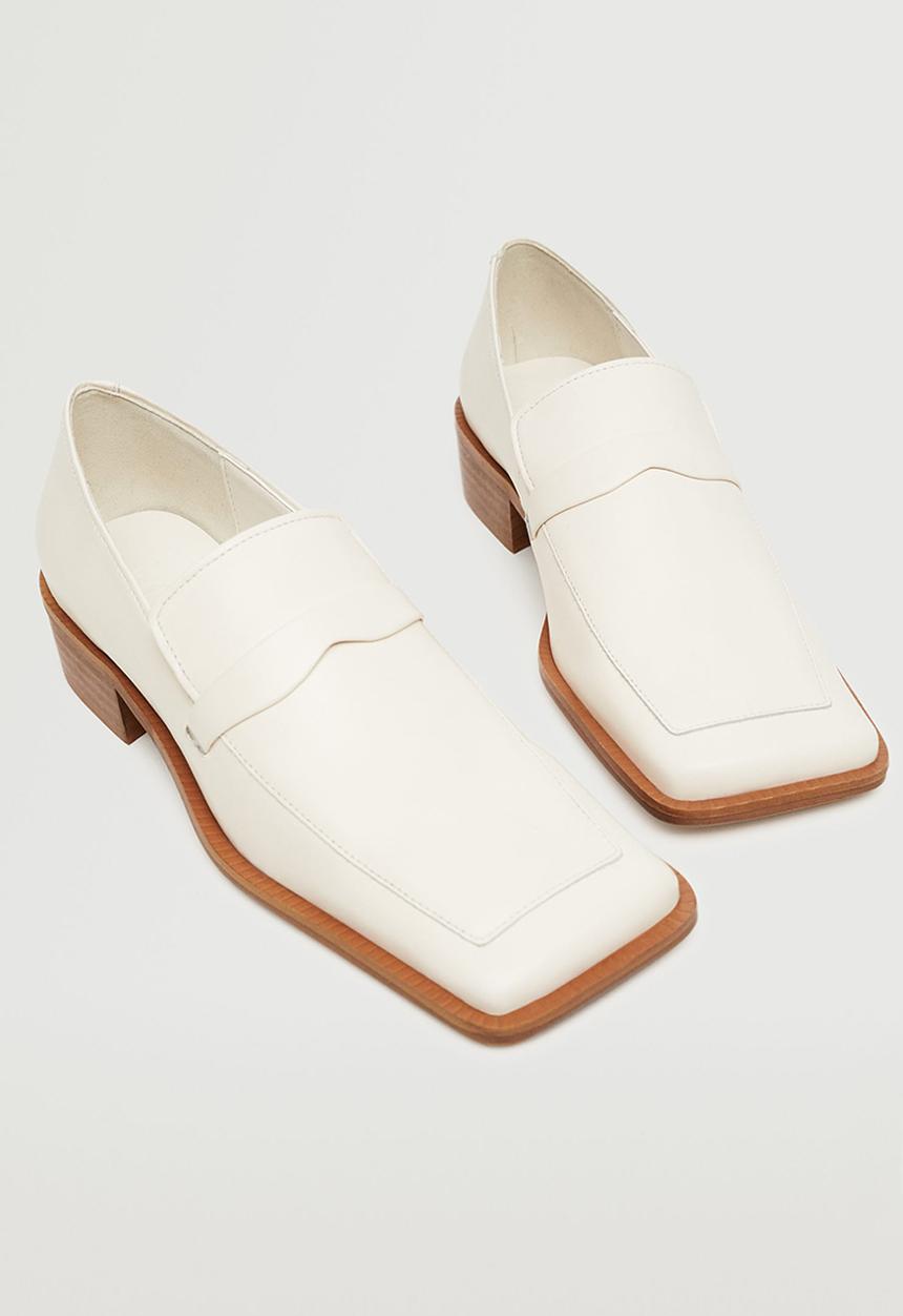 MANGO - Parra leather squared toe loafer - light/pastel yellow