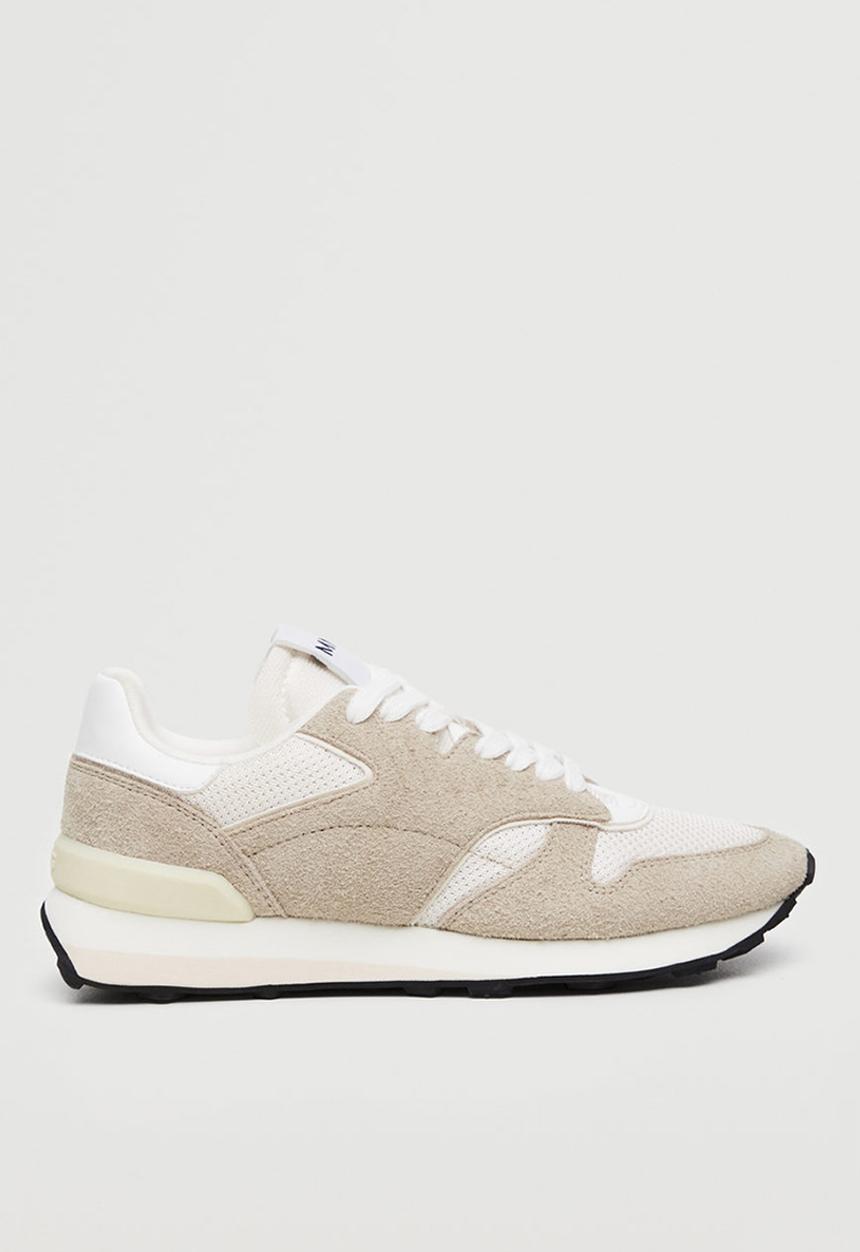 MANGO - Maraton lace-up leather sneaker - light beige