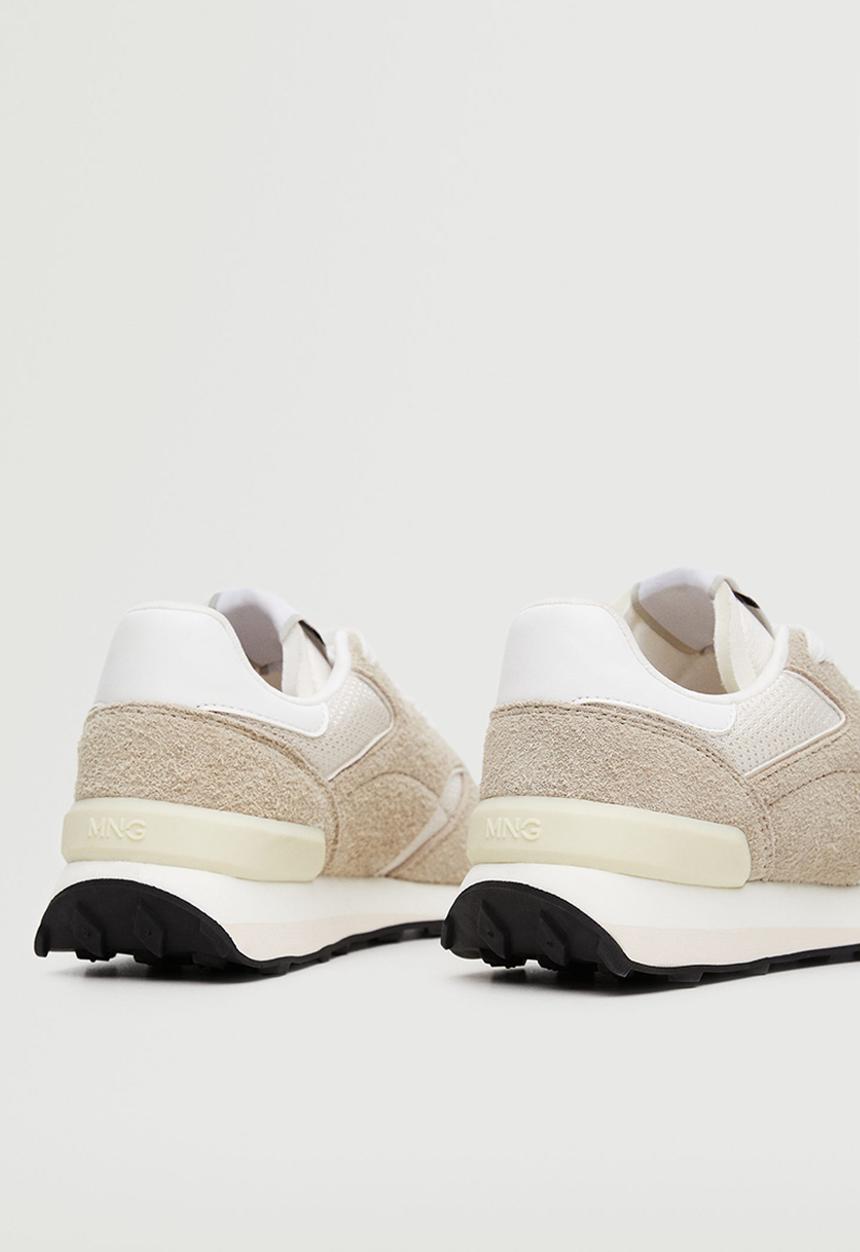 MANGO - Maraton lace-up leather sneaker - light beige