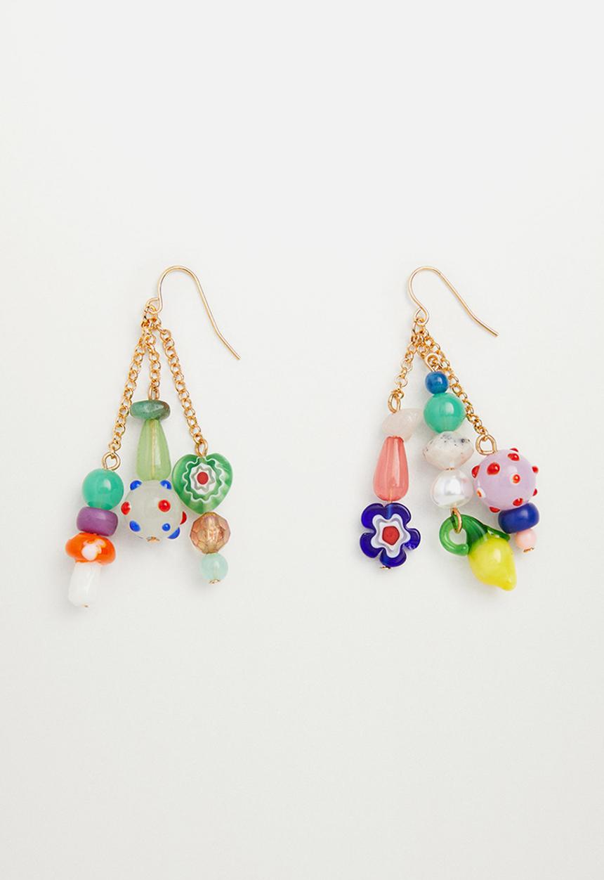 MANGO - Beaded pendant earrings - multi