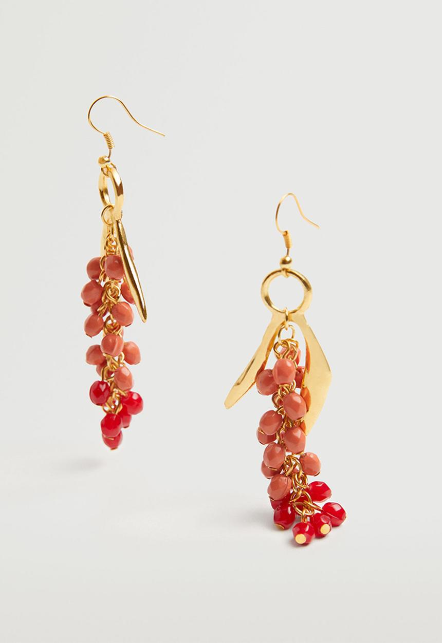 MANGO - Beaded pendant earrings - gold