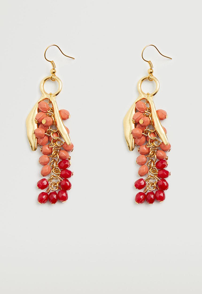 MANGO - Beaded pendant earrings - gold
