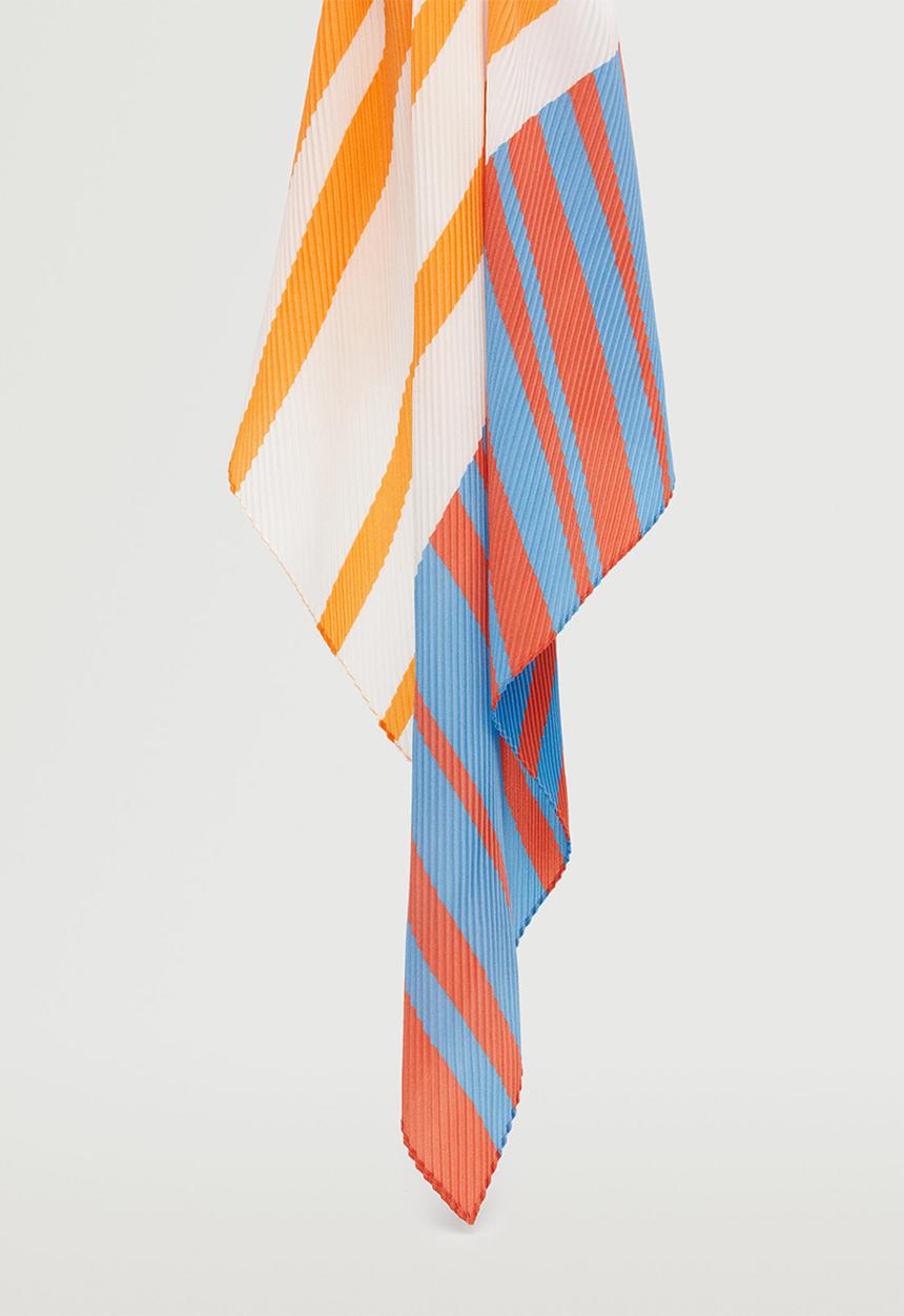 MANGO - Printed pleated scarf - ecru