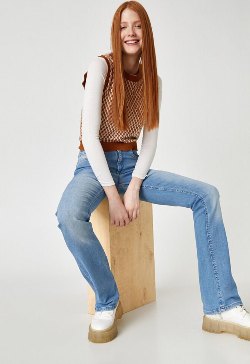 Koton - High waist slim fit flared jean - indigo