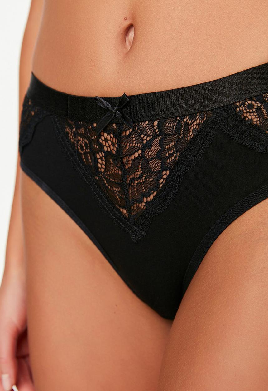 Koton - Lace cotton 3-pack panties - black