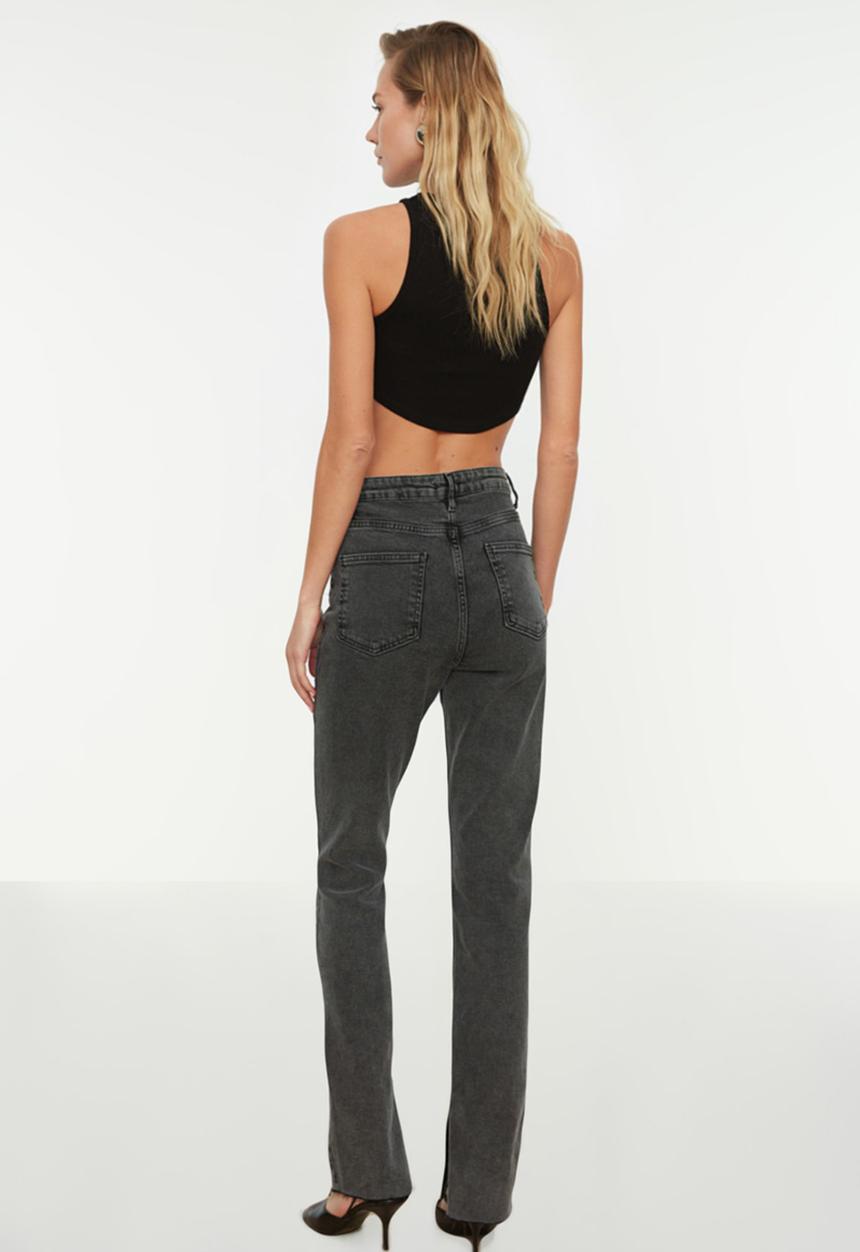 Koton - High waist slim jeans - anthracite