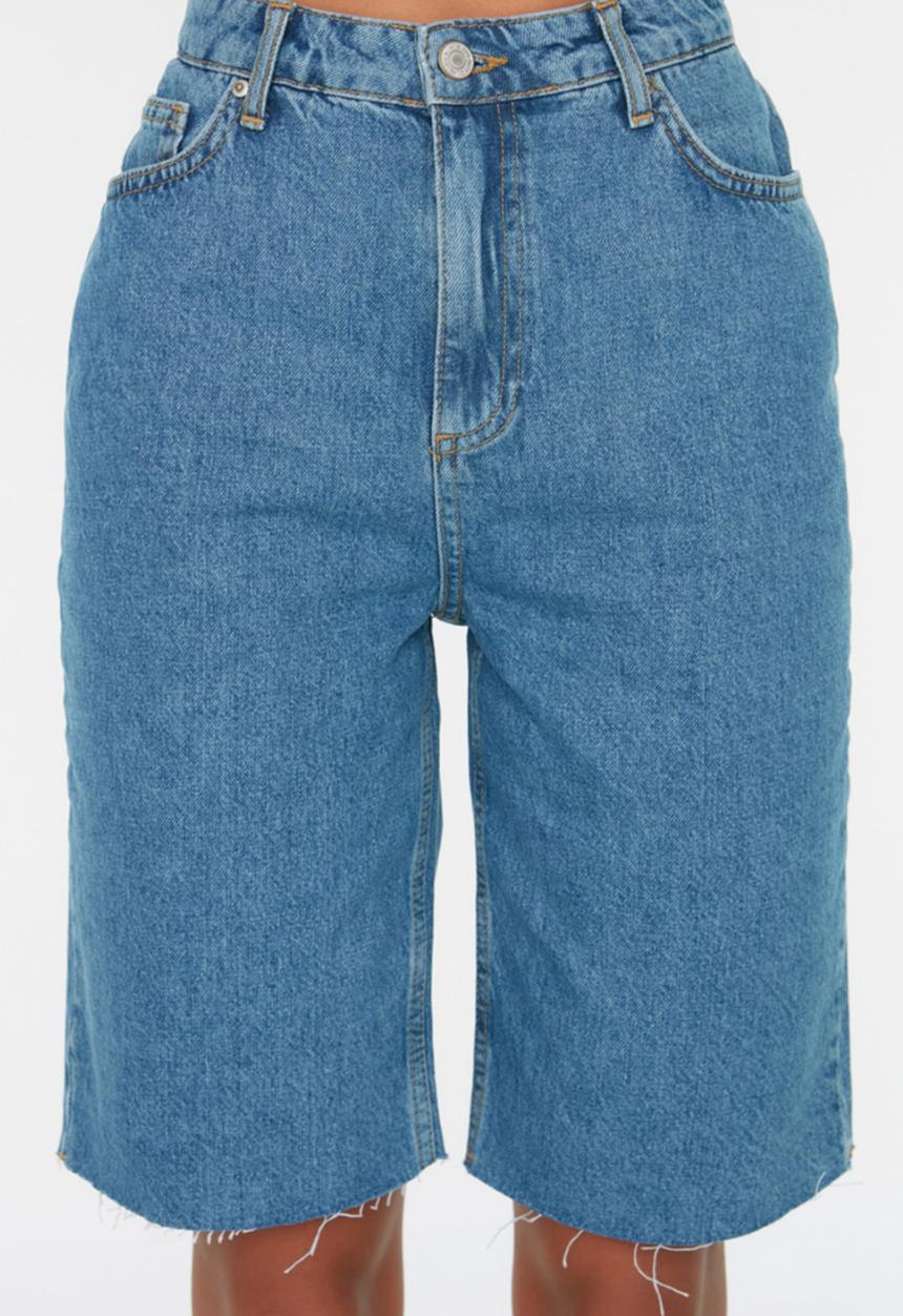 Koton - Cropped denim bermuda - blue
