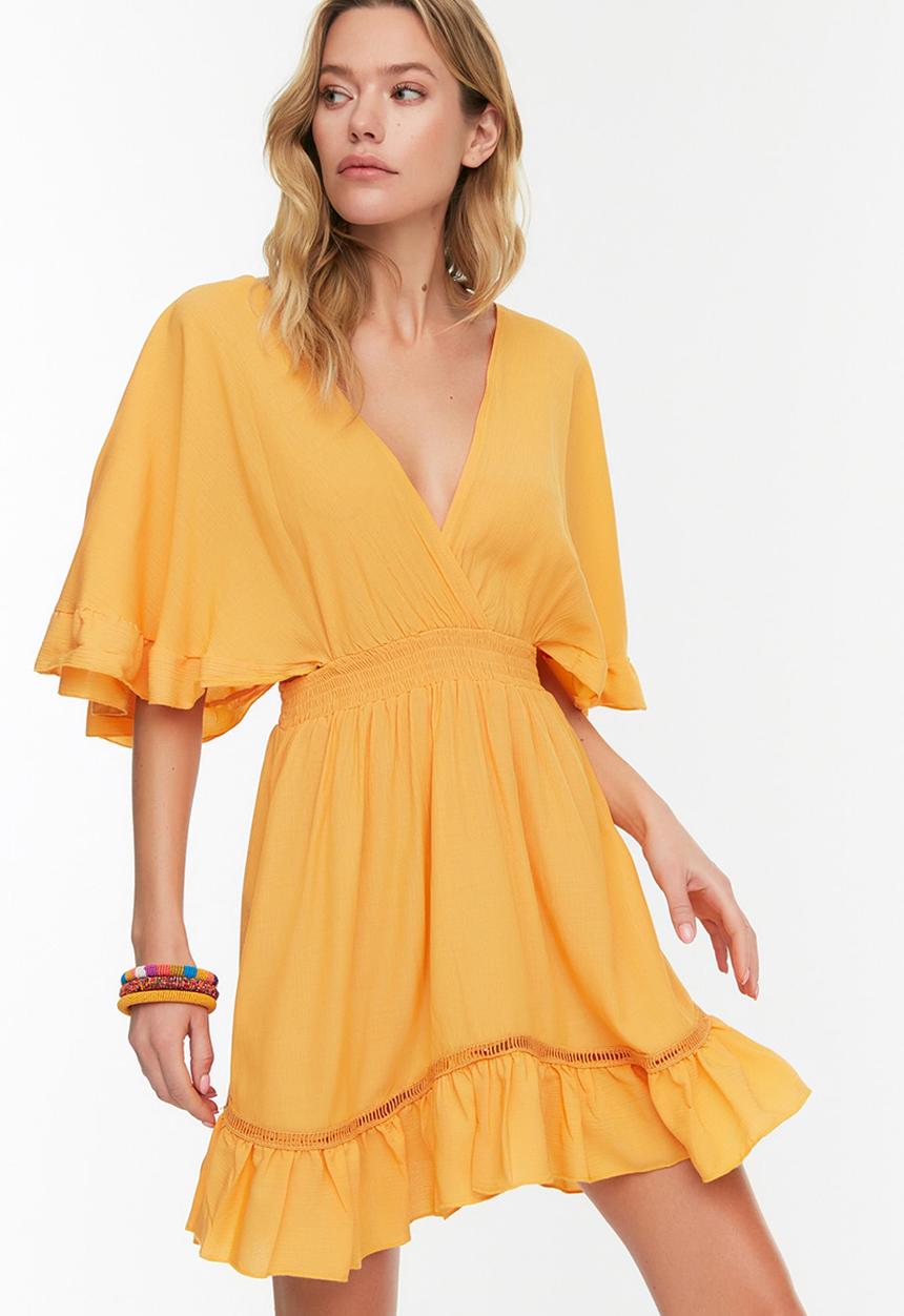 Trendyol - Ruffle beach dress - yellow
