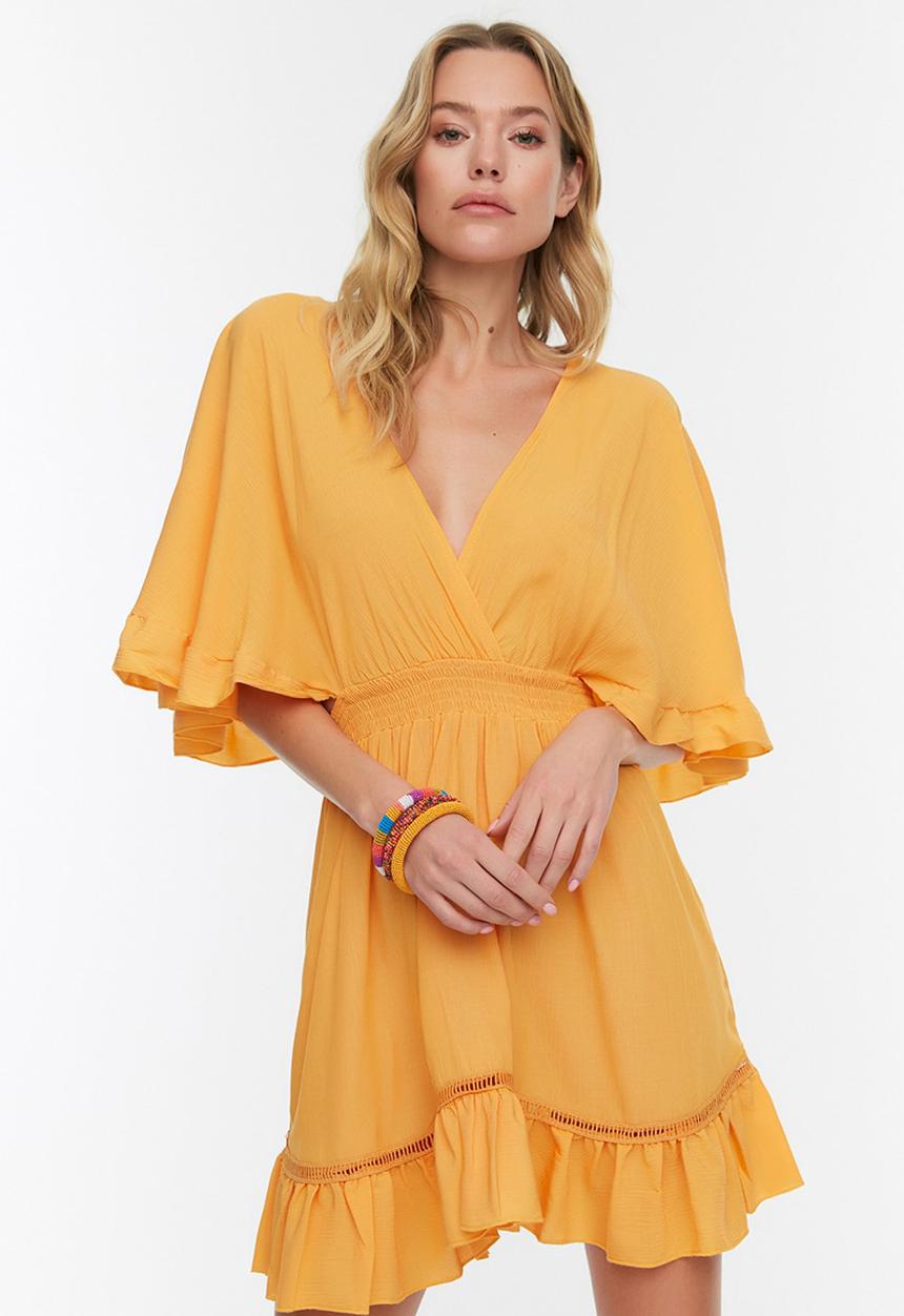 Trendyol - Ruffle beach dress - yellow