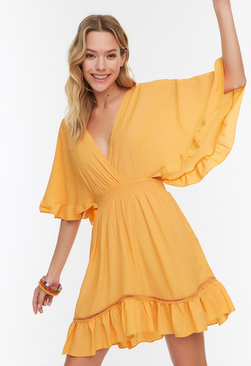 Trendyol - Ruffle beach dress - yellow