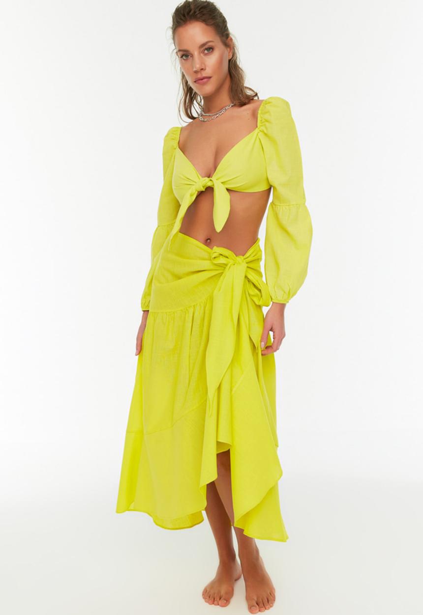 Trendyol - Tie detailed skirt - green