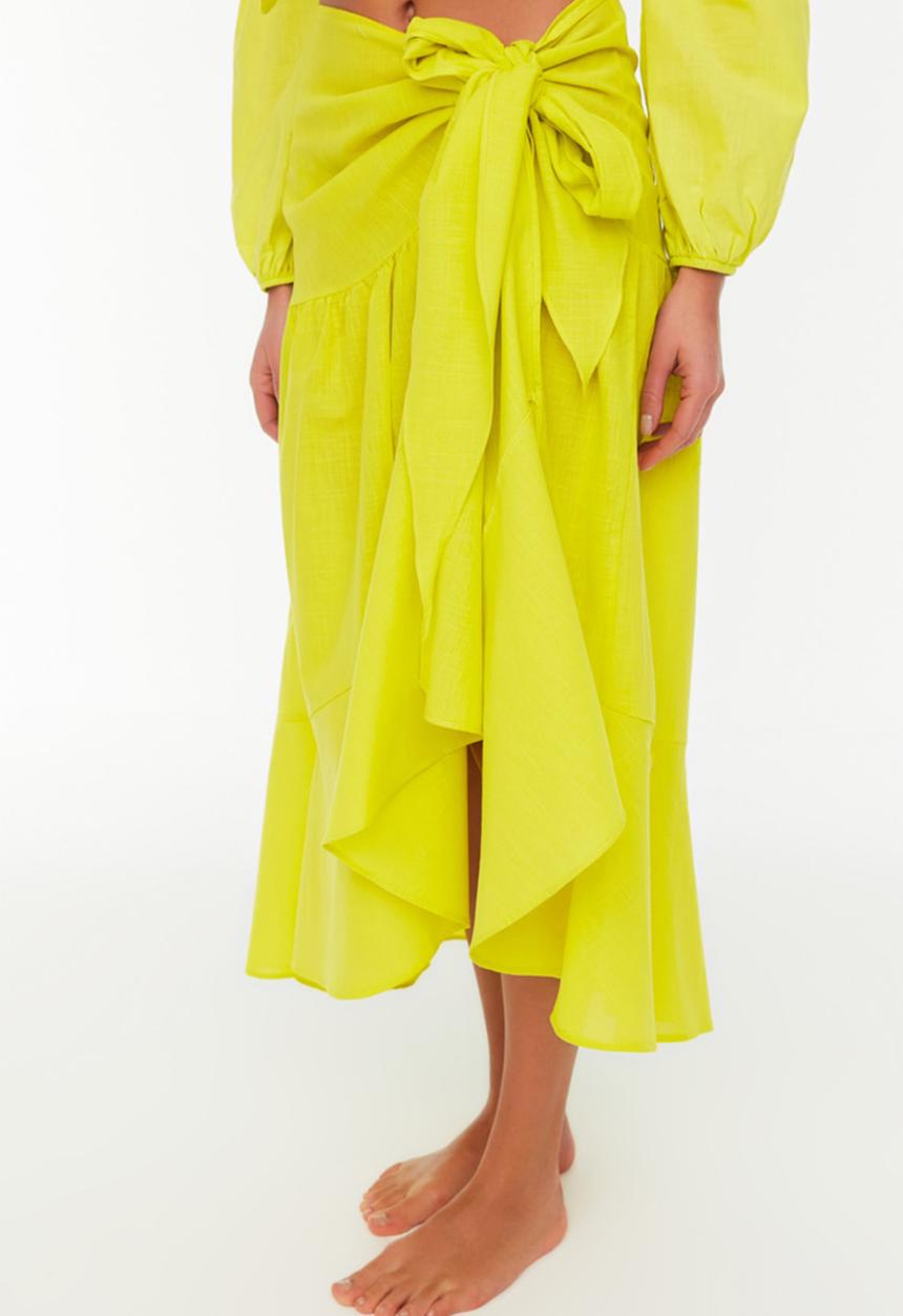 Trendyol - Tie detailed skirt - green