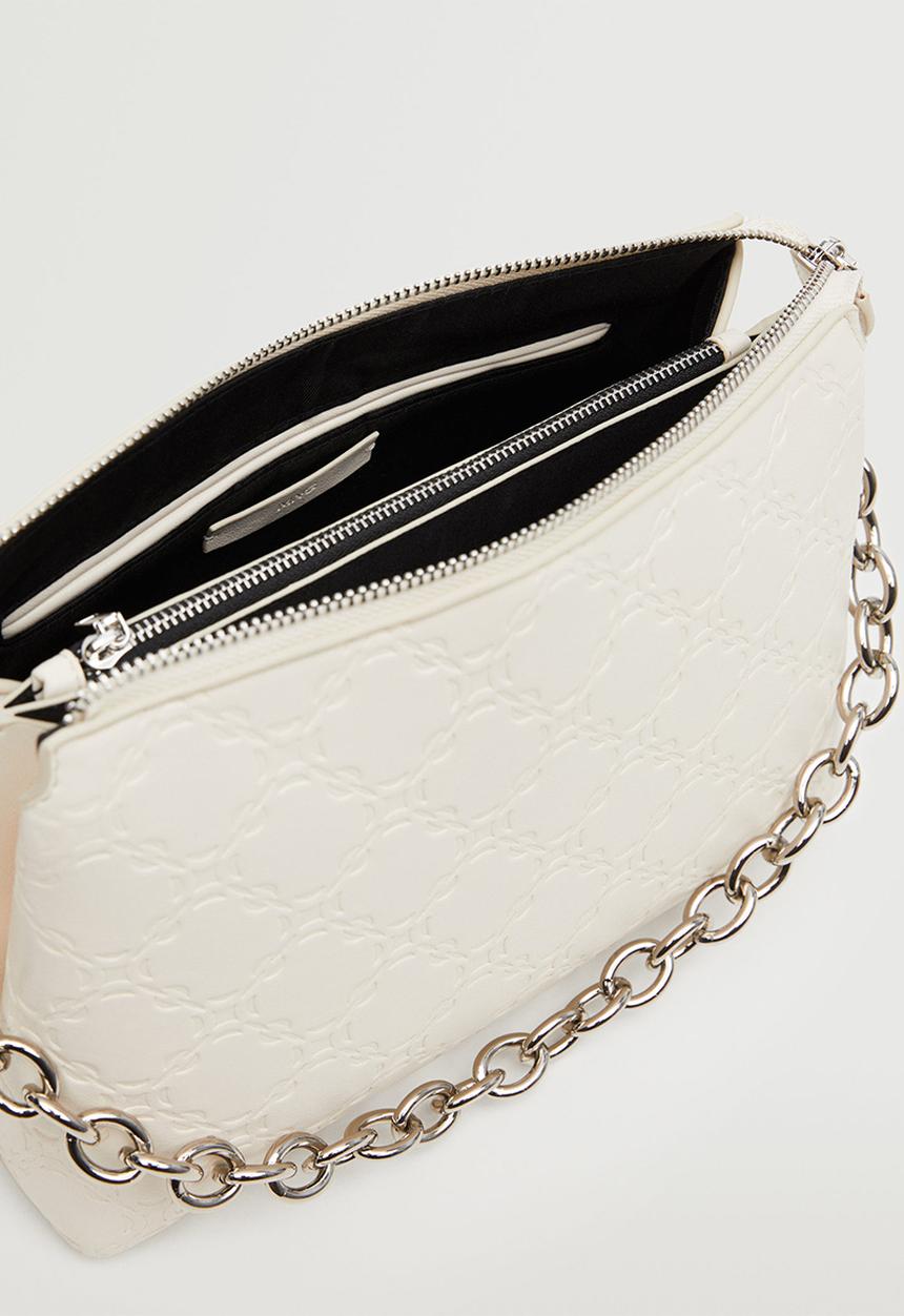 MANGO - Chains engraved bag - white
