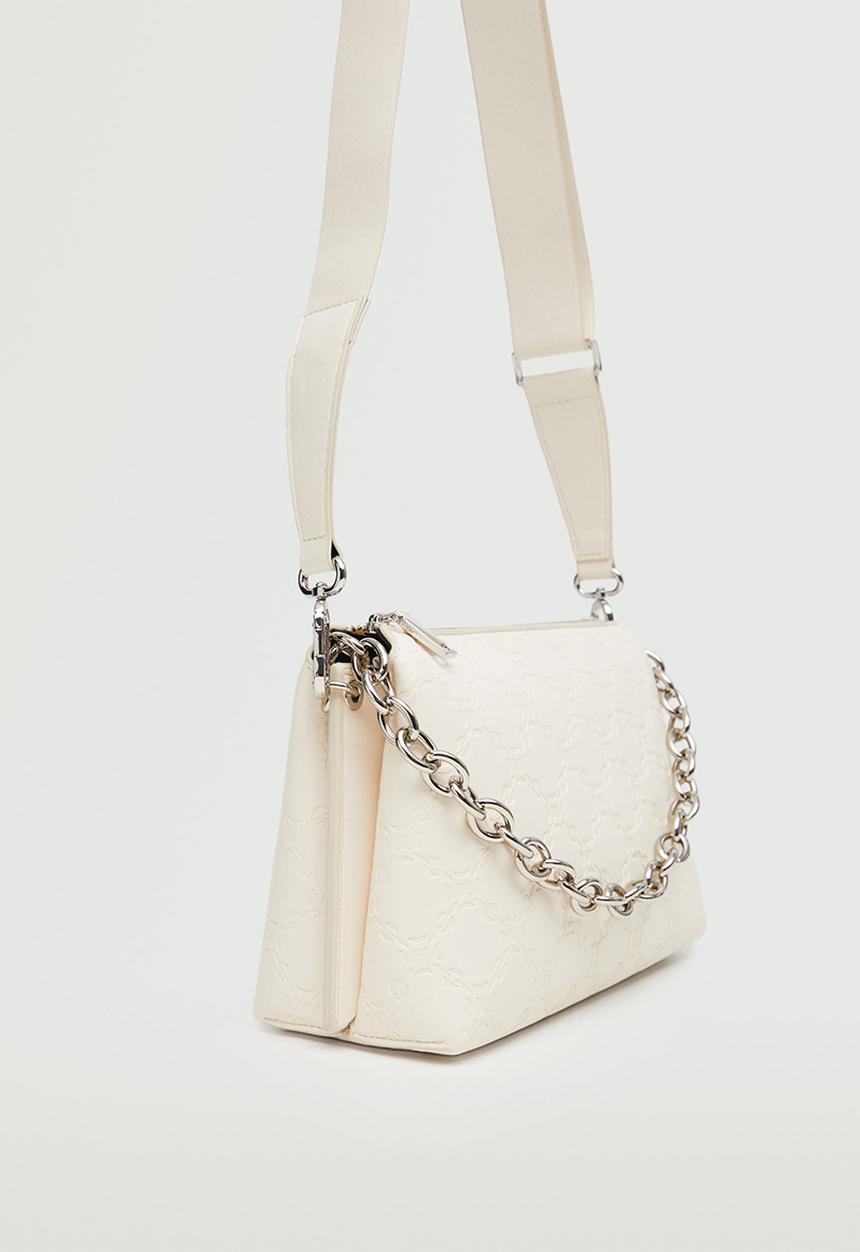 MANGO - Chains engraved bag - white