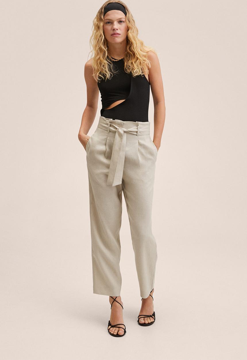 MANGO - Trousers ampabelt - light pastel grey