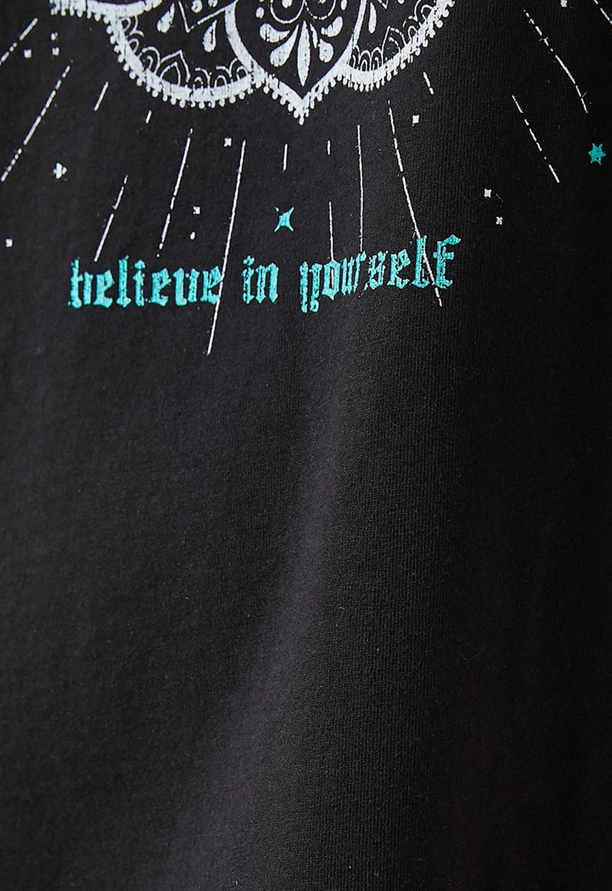 Koton - Printed cotton T-shirt - black
