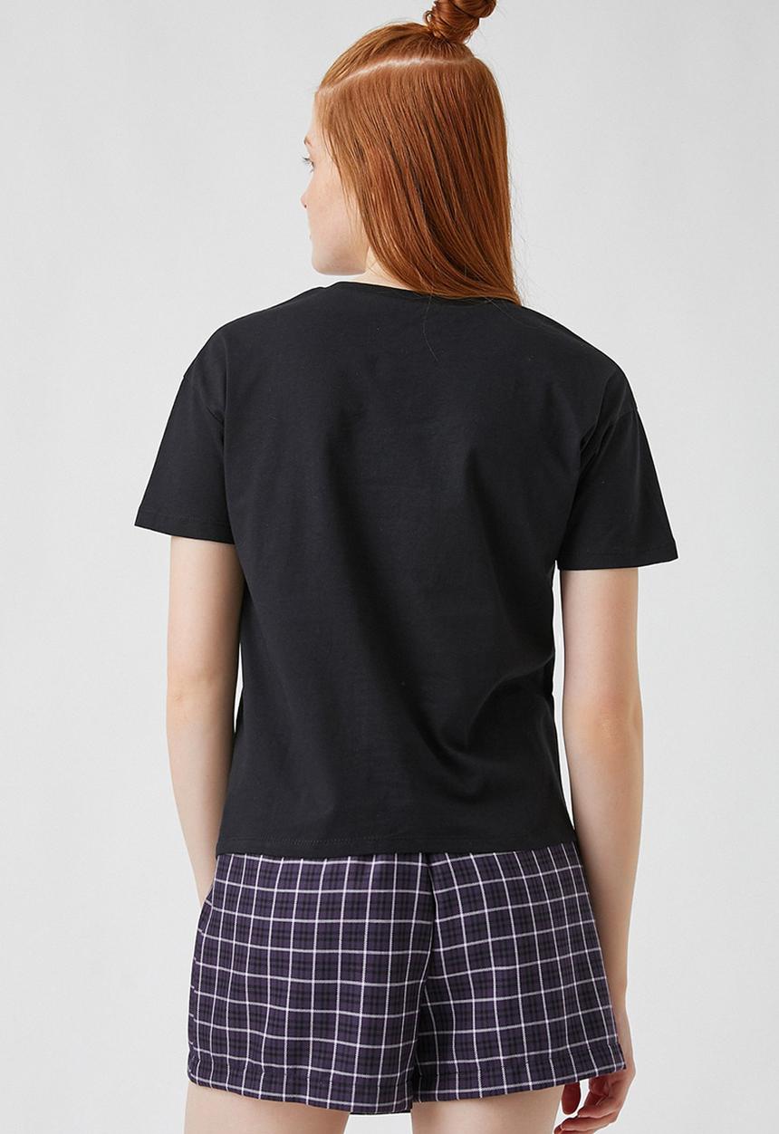 Koton - Print cotton T-shirt - black