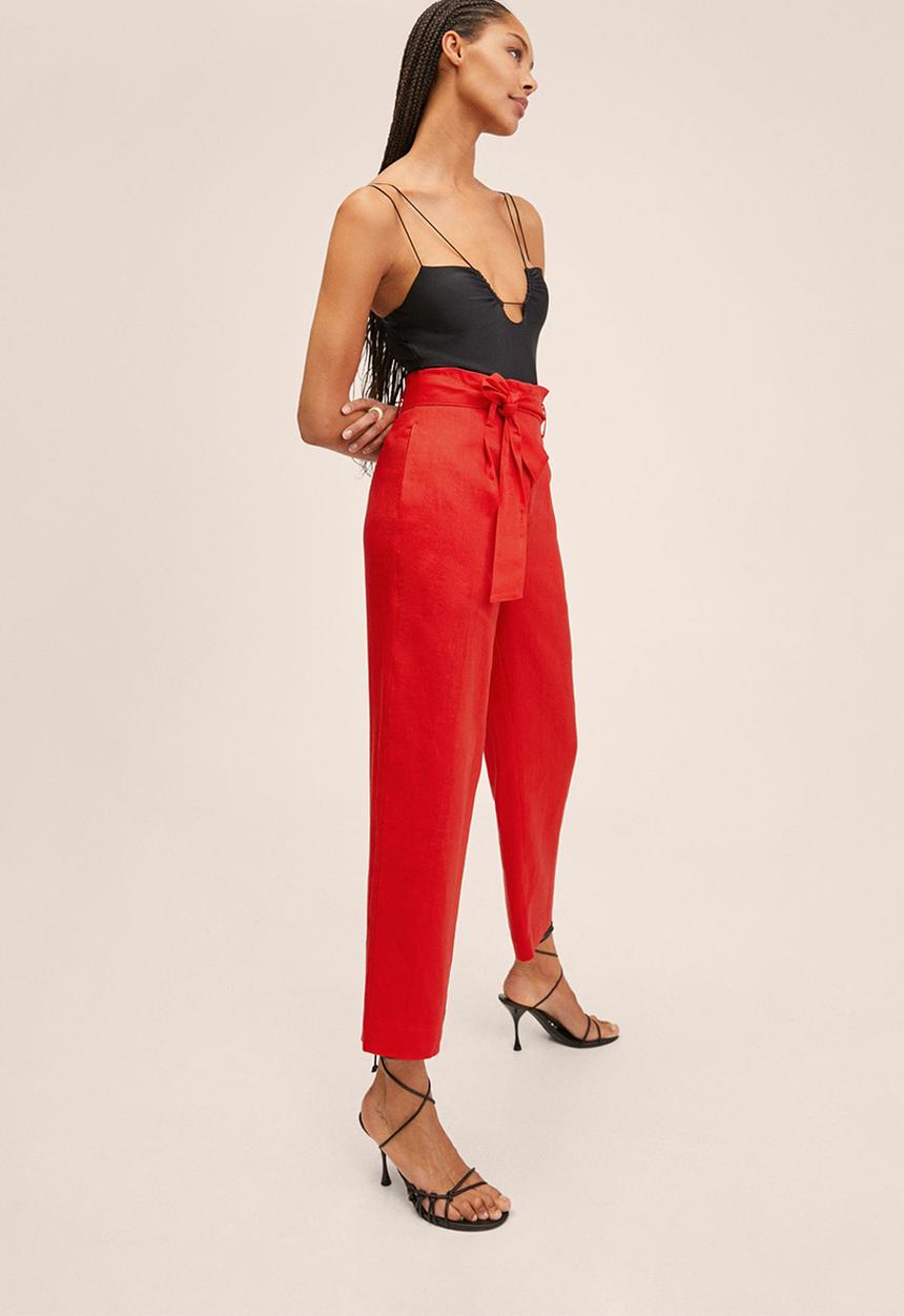 MANGO - Trousers ampabelt - red