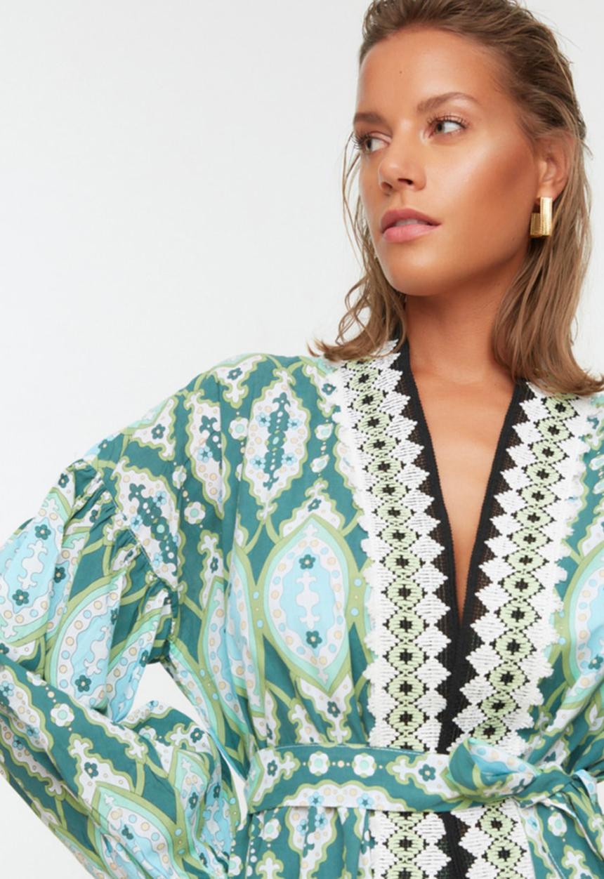 Trendyol - Ethnic patterned kimono kaftan - multi