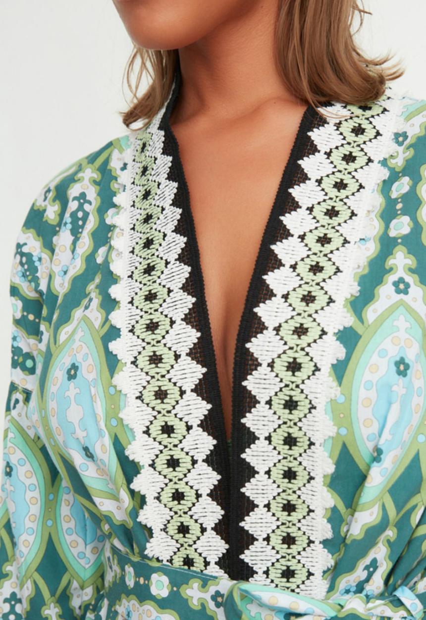 Trendyol - Ethnic patterned kimono kaftan - multi