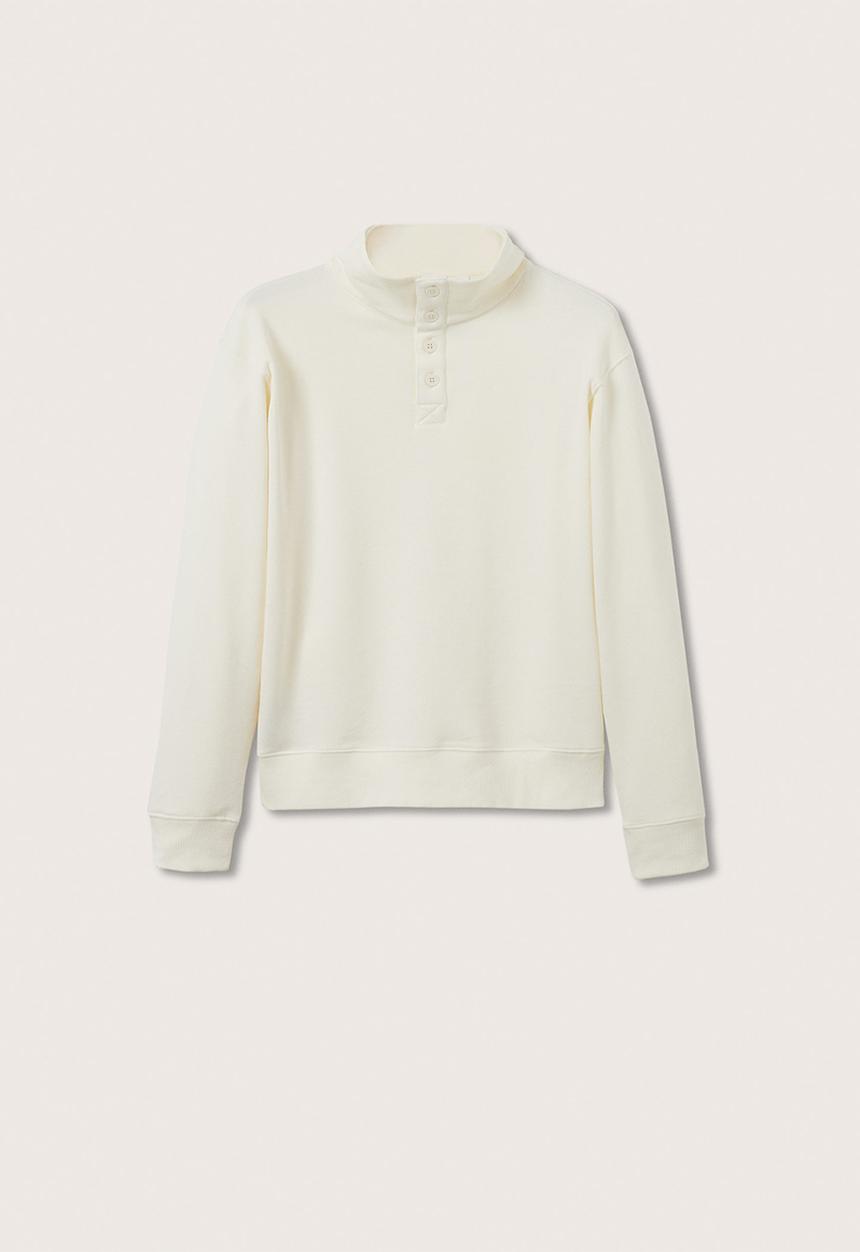 MANGO - Neruda buttoned collar sweatshirt - off white 