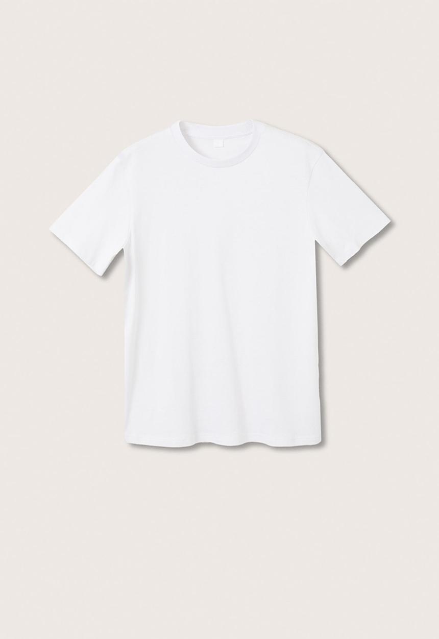 MANGO - Cherlo sustainable cotton basic T-shirt  - white 