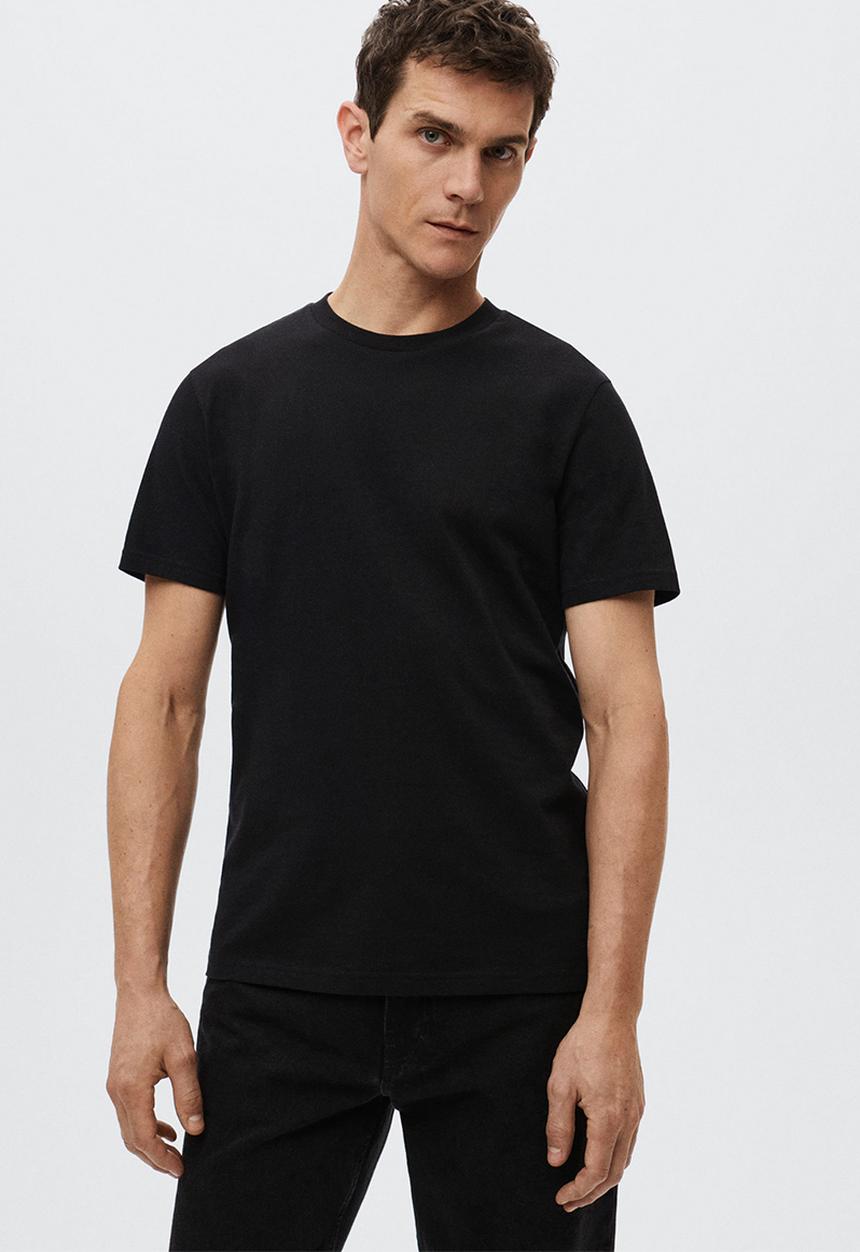 MANGO - Cherlo sustainable cotton basic T-shirt - Black 