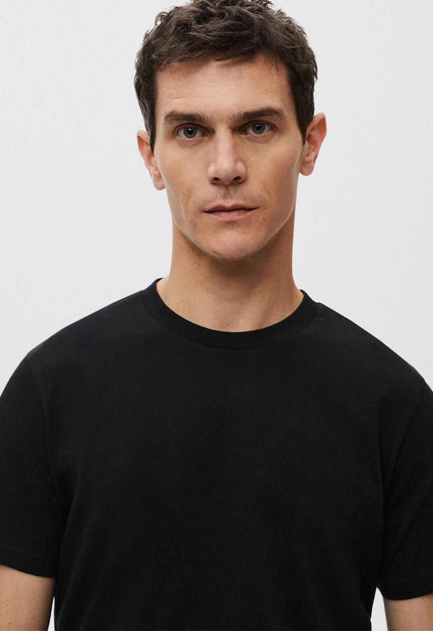 MANGO - Cherlo sustainable cotton basic T-shirt - Black 