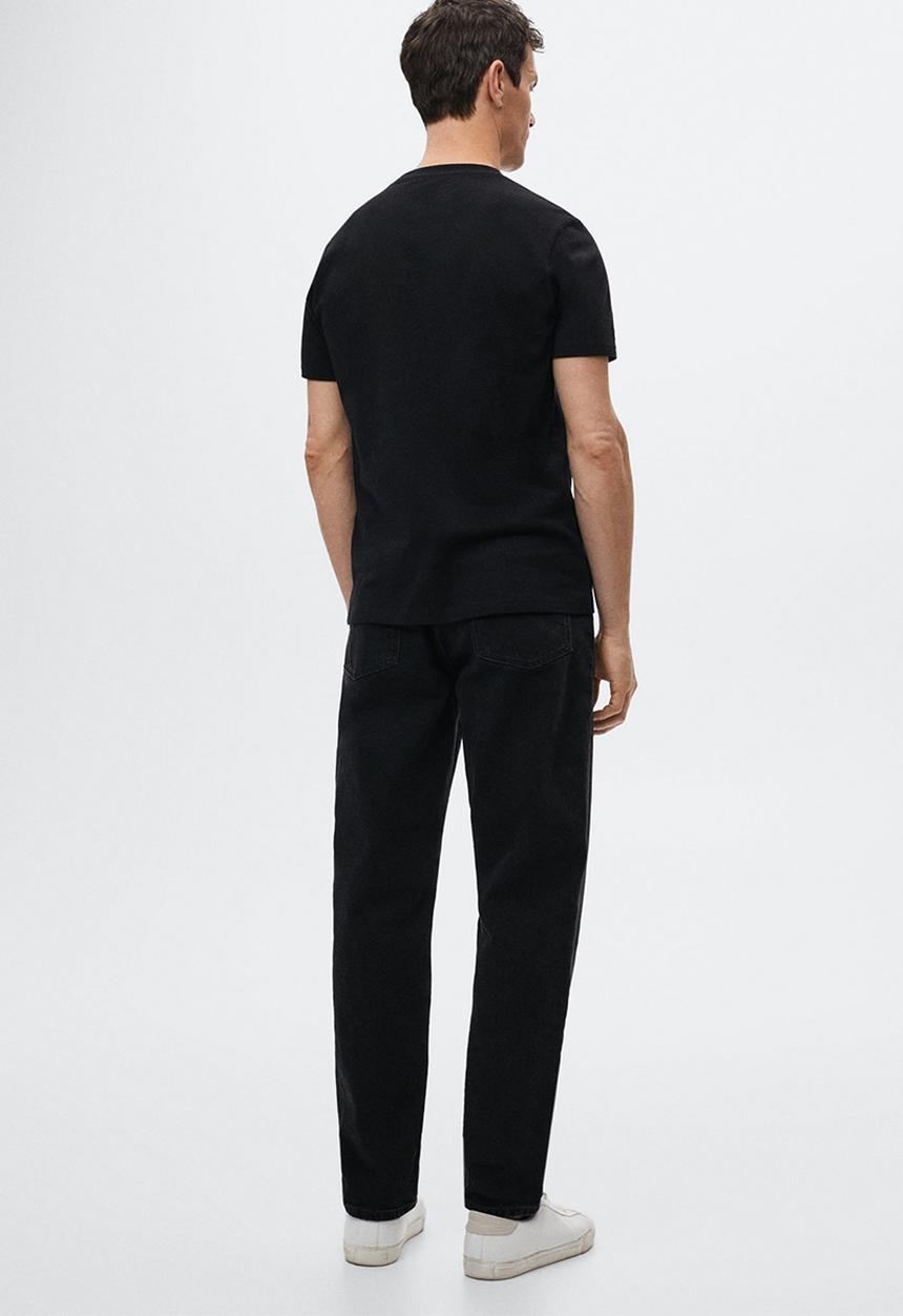 MANGO - Cherlo sustainable cotton basic T-shirt - Black 