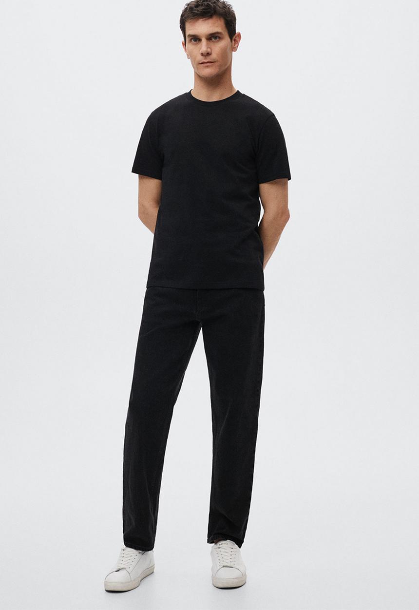 MANGO - Cherlo sustainable cotton basic T-shirt - Black 