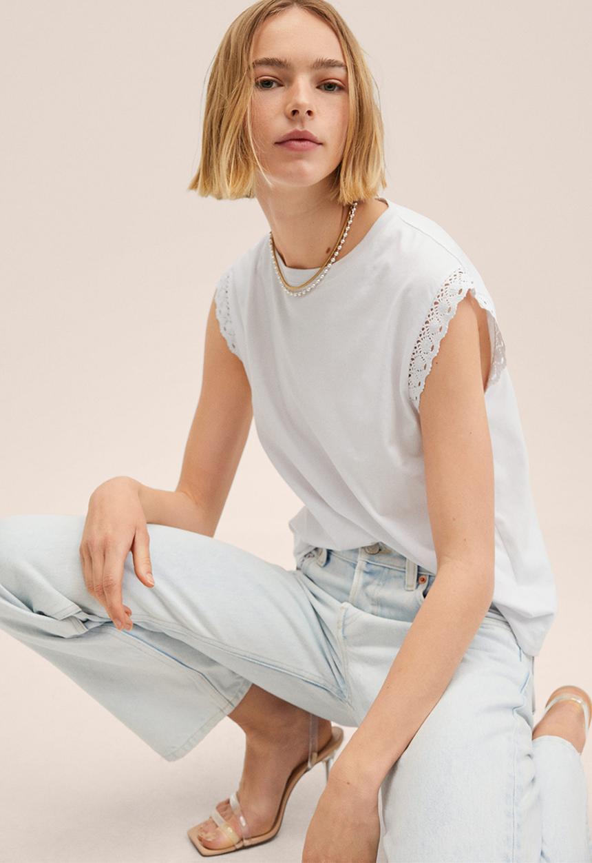 MANGO - T-shirt flospi - white
