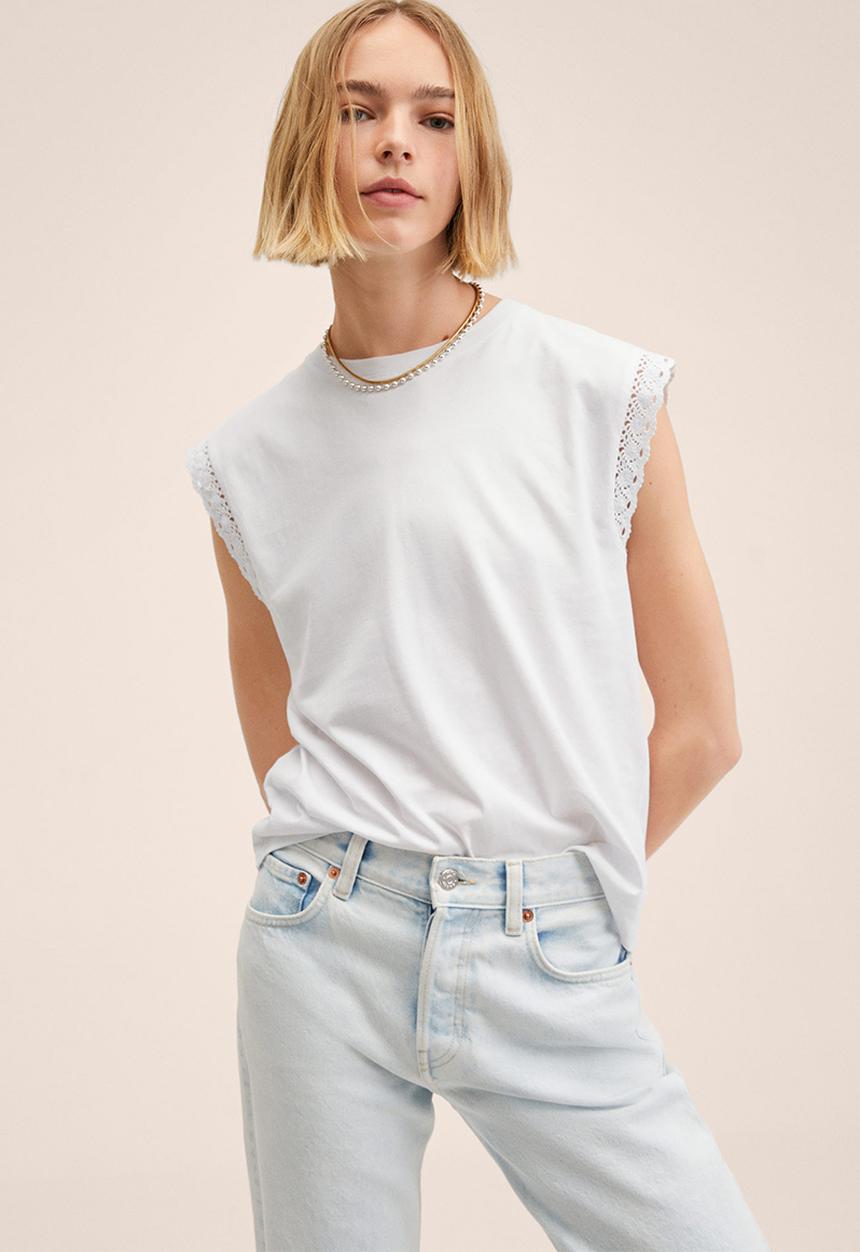 MANGO - T-shirt flospi - white