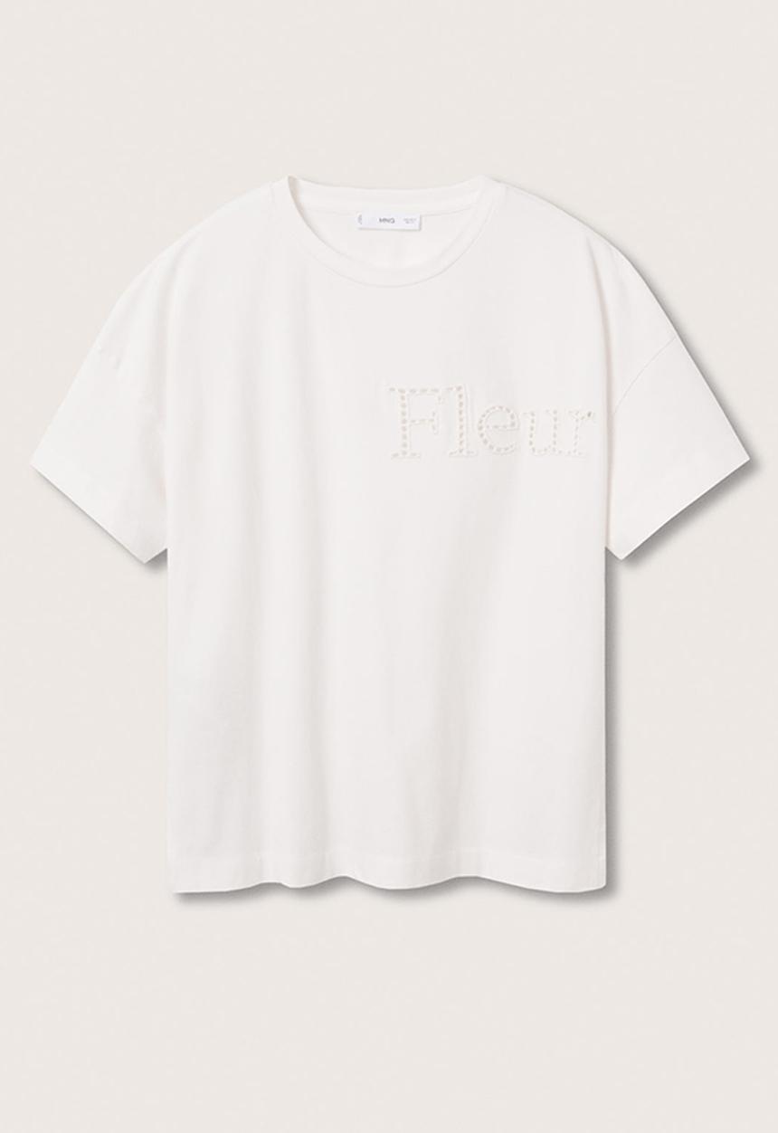MANGO - T-shirt fleur - white
