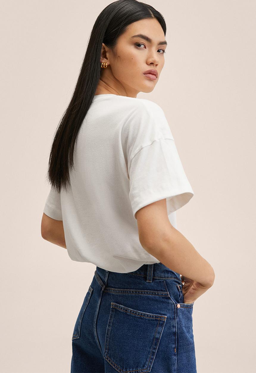 MANGO - T-shirt fleur - white