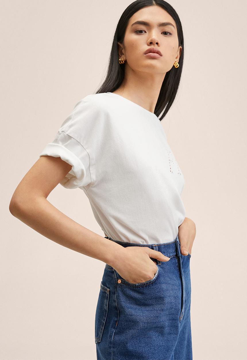 MANGO - T-shirt fleur - white