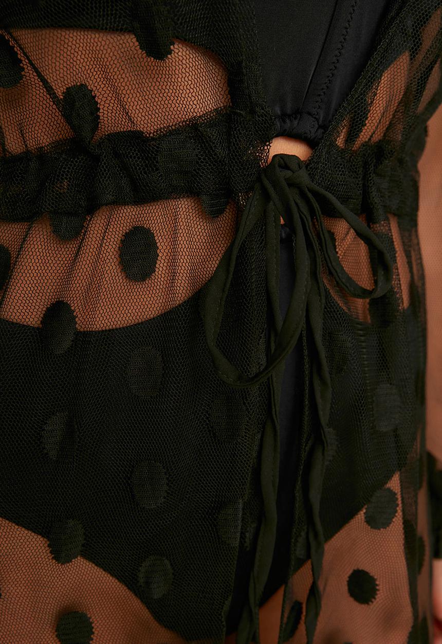 Trendyol - Print detail kimono kaftan - black