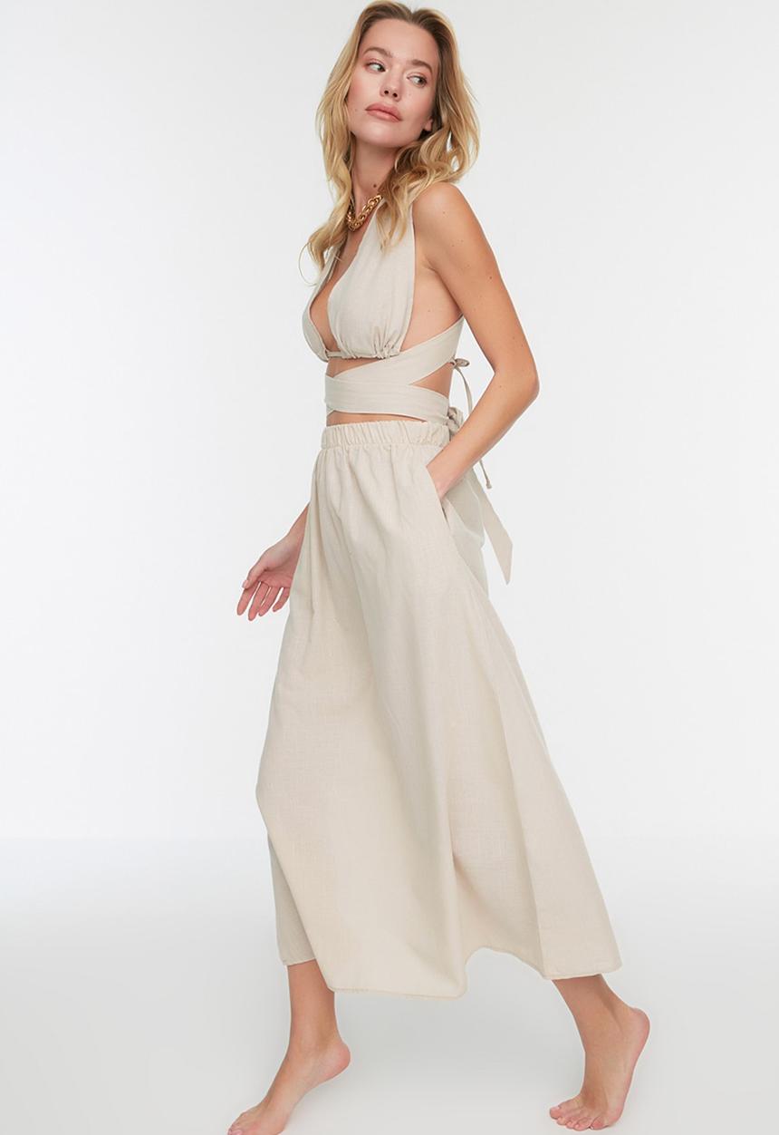 Trendyol - Cross linking detailed bottom-top set - stone