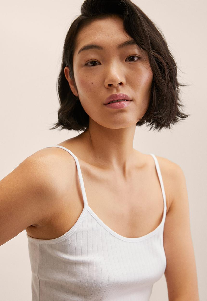 MANGO - Cami top pili - white