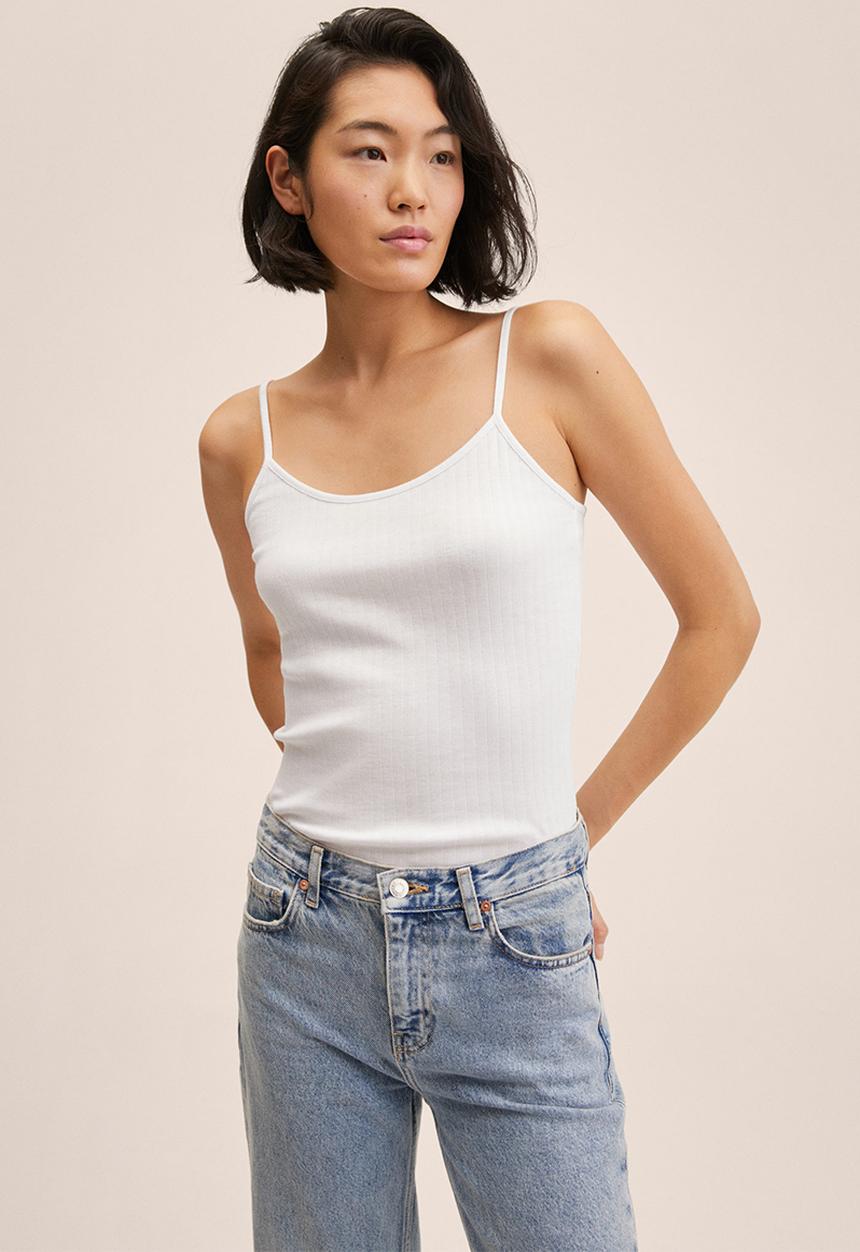 MANGO - Cami top pili - white