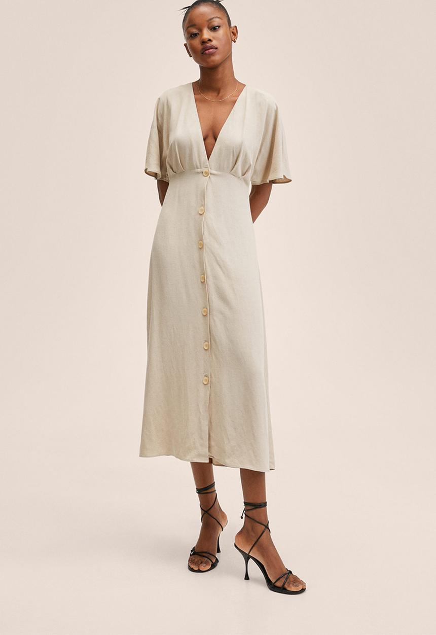 MANGO - Dress pilu - light beige