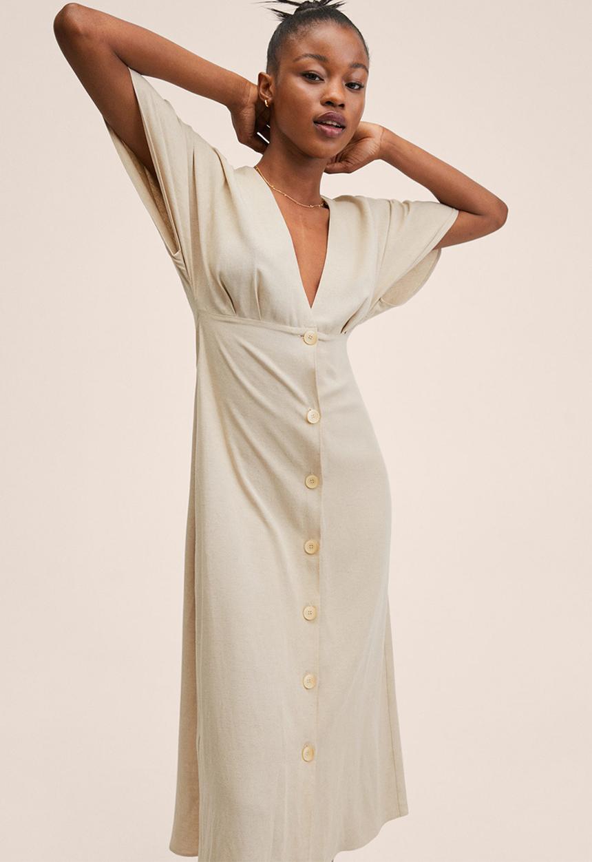 MANGO - Dress pilu - light beige
