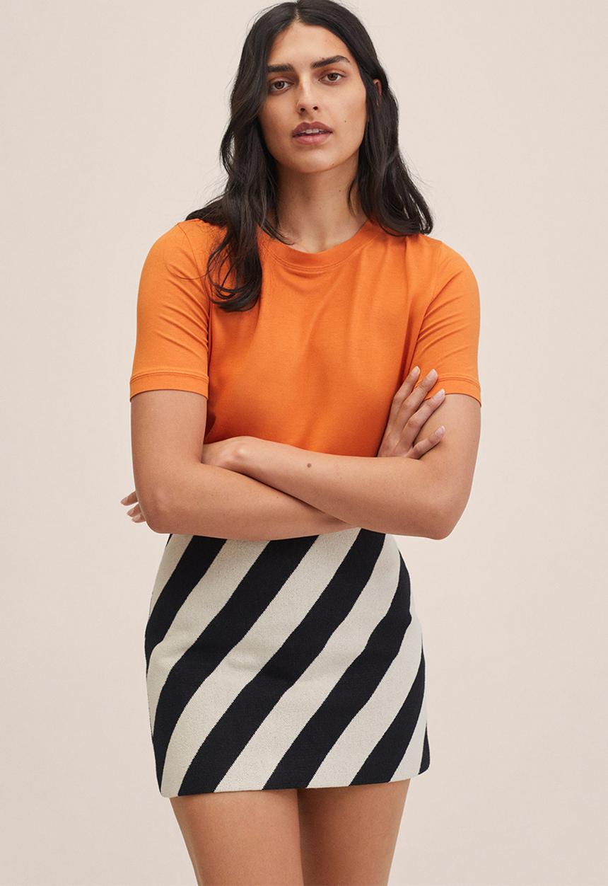 MANGO - T-shirt branca - orange