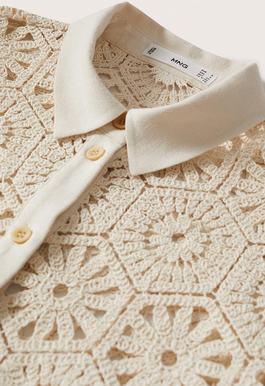 MANGO - Shirt crochet - light beige