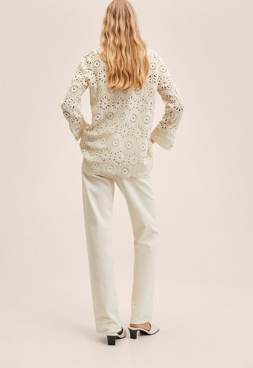 MANGO - Shirt crochet - light beige